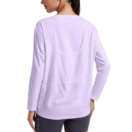 Pioneer Camp Women's Running Exercise Shirts, Bamboo Viscose Long Sleeve Boat Neck, Lavender, M