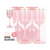 Pink Wine Cup with Gold rim Plastic Wine Glasses Set