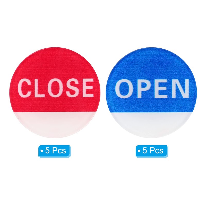 PATIKIL 5 Pairs / 10 Pieces Open/Close Label Acrylic Round