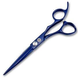 6" Blue Professional Hair Cutting Scissors - 440C Steel With Blue Titanium Finish - Convex Blade - For Stylists and Barbers