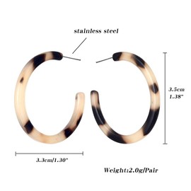 Acrylic Resin Hoop Earrings - Fashion Bohemia Tortoise Shell Large Circle Stud Earrings for Women