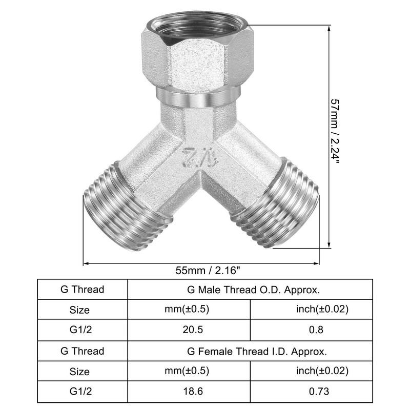 sourcing map Pipe Fitting G1/2 1 Female to 2 Male
