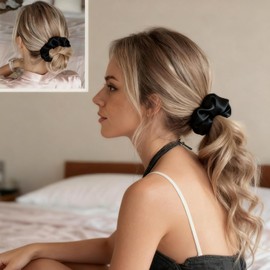 Kafand Silk Scrunchie, 1.4 inches (3.5 cm), 19 Momme, Hair Elastic, 100% Natural Silk, Elastic, High Elasticity, Stylish, Friction Relief, Anti-Static, No Traces, For Adults, Women, Mother's Day Gift