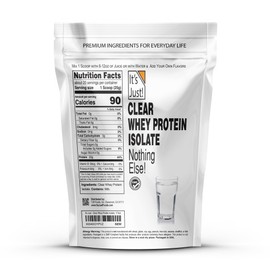 It's Just! - Clear Whey Isolate, WPI-90, Zero Carbs, Protein Powder, 20 Servings, Unflavored/Naturally Sour Taste, 17.6oz (500g)