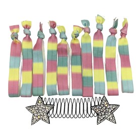 Lmlliang 10PC No Crease Ribbon Elastic Hair Ties,Elastic Hair Bands Ponytail Holder Invisible Star Hair Clips for Hair Accessories4#(Grid Colored)