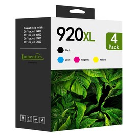 920XL High Yield Ink Cartridges (4-Pack, Black/Cyan/Magenta/Yellow) Compatible 920XL 920 XL Ink Cartridges Replacement for HP 920XL 920 Ink Work with Officejet 6000 6500 6500A 7000 7500 7500A Printer