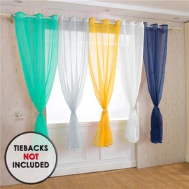 Roseley Eyelet Voile Curtain 1 Panel Mesh Light Living Room Patio Door Drape Nursery Sheer Organza Net Curtain Semi Transparent [Navy Blue, W:58'' x D:48'']