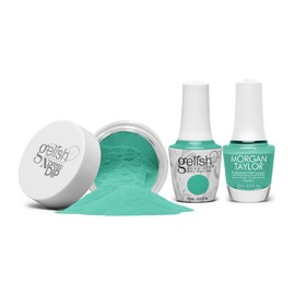 Gelish & Morgan Taylor Let's Roll Summer Trio Sets - 15ml Gel Polish, 15ml Lacquer & 1.5 oz Xpress Dip N Brush Powder. Long-Lasting, High-Shine, Chip-Resistant, Vibrant Color (Unwind With Me, 3pcs)