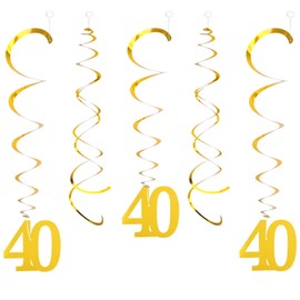 Pack of 20 Gold 40th Birthday Swirl Decoration, 40th Birthday Decoration Gold, Spiral Garland, Decoration 40th Birthday Boy, Party Decoration 40th Birthday (40)