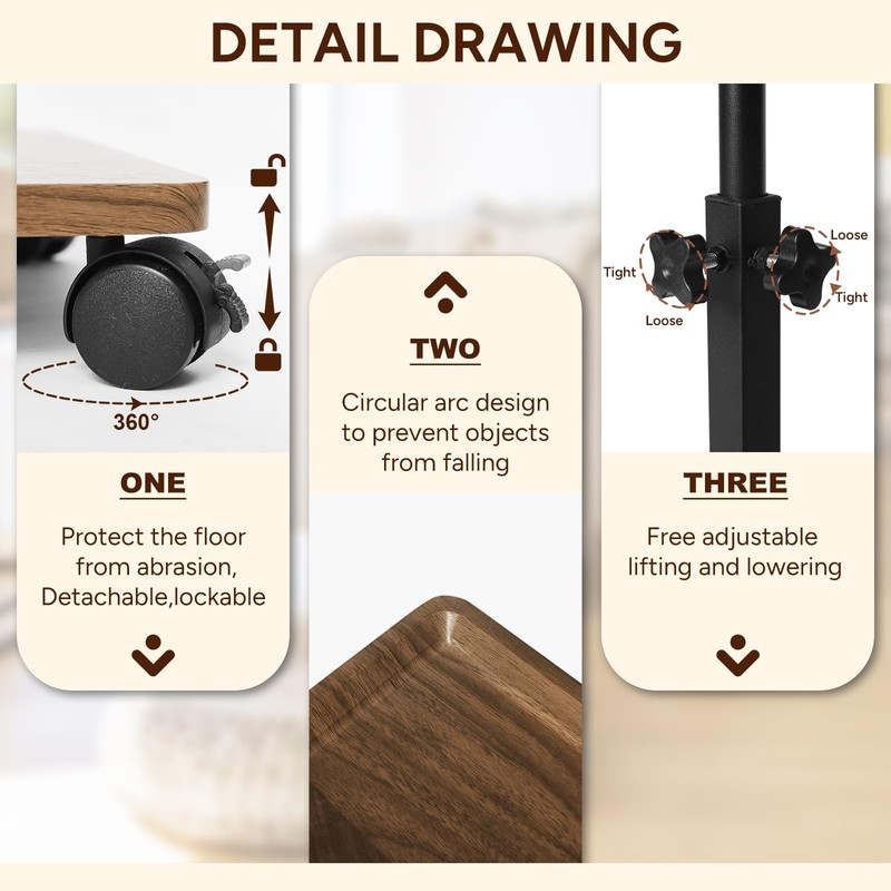 FRWXUIEO Adjustable C Table End Table, Side Table C Table