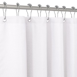 Shower Curtain for Bathroom with Metal Hooks Linen Fabric Shower Curtain Heavy Duty Bath Curtain for Wet Room Bathtub Shower Stall, Hotel Quality, Weighted Hem, Waterproof - 152 x 182cm (White)