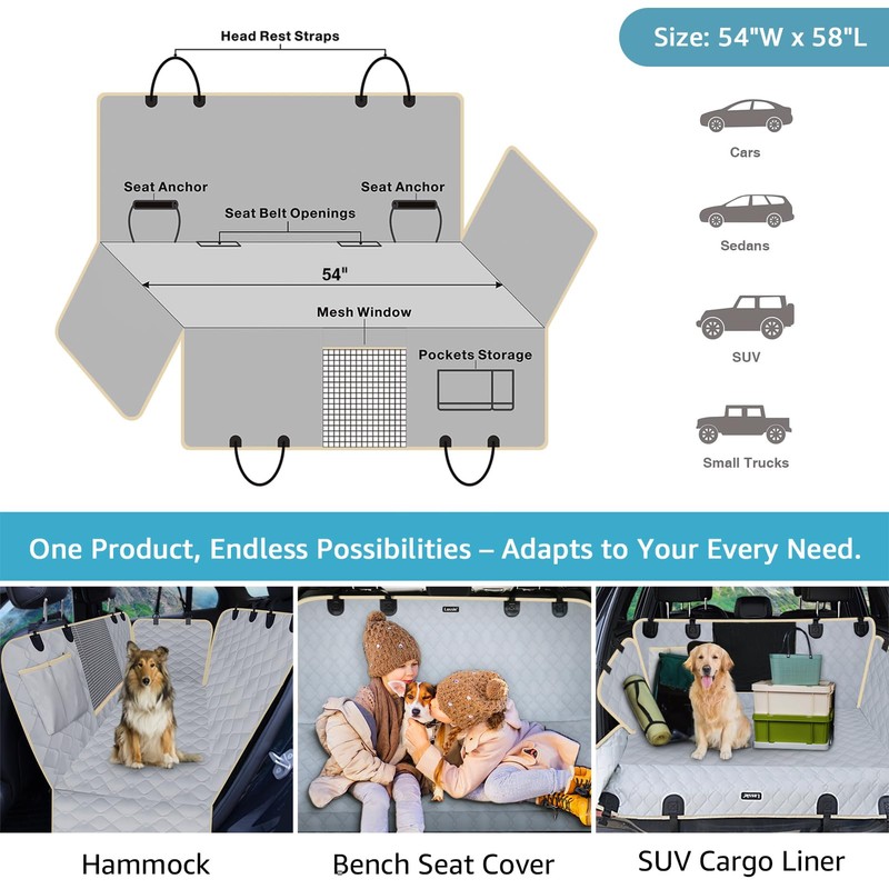 Lassie Dog Car Seat Covers for Back Seat with 2