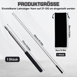 Scettar Pointing Rod Extendable 120 cm, Telescopic Pointing Rod, Stainless Steel Teacher Pointing Stick for Teachers, Whiteboard, Blackboard, for Presentations, Formats and Seminars