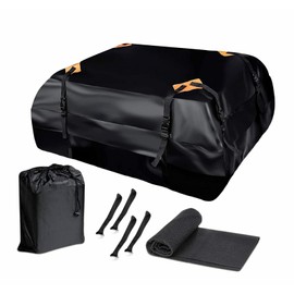 ZONETECH Car Roof Cargo Bag Water Resistant with a Protective Anti Slip Mat – 8 Reinforced Premium Quality Straps Rubberized Extra Cushioning Pad, Travel, Touring, Road Trips for Vehicle, SUV