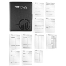 Refillable DIN A5 Ring Binder Planner for More Focus & Productivity | Planner Set | Organisation, Goals, Habit Tracker, Journaling, Reflection & Notes (Black, Journaling Set)