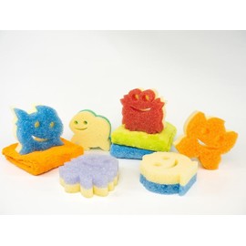 Scrub Mommy Summer Shapes Sponge Bundle and Microfiber Towels