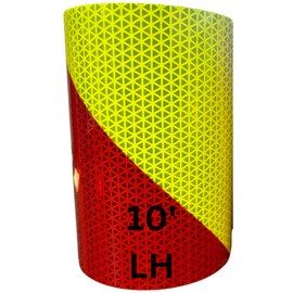 Reflective Solutions- V98 Chevron Reflective Tape- Lime Yellow Red Stripe- 6in x 10 feet Left Hand Slant- Orafol Oralite DOT-C2 SAE Certified- Made in USA Chevron Safety Tape for Cars, Trucks, Trailer