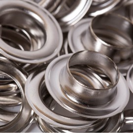 BIG-SAM - Eyelets with Washers | Inner Diameter 4, 5, 8, 11 or 14 mm | Silver, Gold, Antique Brass, Antique Copper, Burnished | in Tin Packaging with Tools and Instructions (Silver, 14 mm)