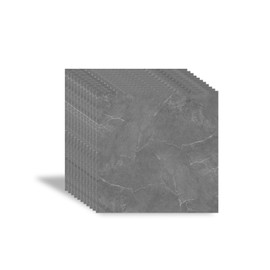 PVC Bodenbelag Selbstklebend, 3mm Dick Marmoreffekt Rutschfest Bodenfliesen, Wasserfest Bodenbelag für Schlafzimmer Wohnzimmer Küche, 30cm x 30cm, 11 Fliesen (Grau)