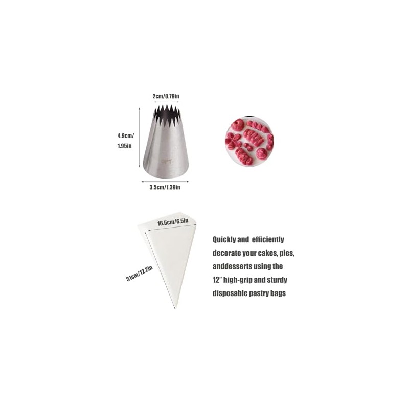 Churro Piping Bags and Tips Set – 3pcs Large Star