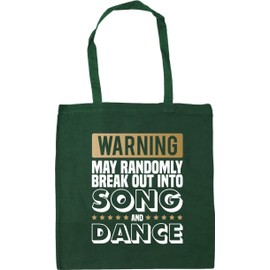 Hippowarehouse Warning May Randomly Break Out Into Song and Dance Tote Shopping Gym Beach Bag 42cm x38cm, 10 litres