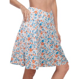 KORALHY Golf Skirt Athletic Skorts for Women with Pockets Knee Length Skirts Summer Tennis Skirts Dressy Casual Blue Floral XL