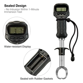Piscifun Fish Gripper with Digital Fish Scale, Memory Function Fishing Scale, Save Up to Most 10 Set of Weight, Saltwater-Resistant, Portable Stainless Steel Fish Lip Gripper, Fishing Gear Gift, Black