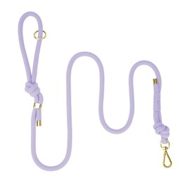 Sunraymascota 5FT No Pull Dog Leash for Small Medium Large Dogs - Rope Leash with Non Slip Handle & Metallic Golden-Toned Carabiner Clip (Light Purple)