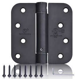 3 Pieces Self Closing Door Hinges 4 inch Matte Black Auto Close Hinge Adjustable 4 x 4 Inch Spring Hinges 5/8" Radius Corner Commercial Door Closer Hinge