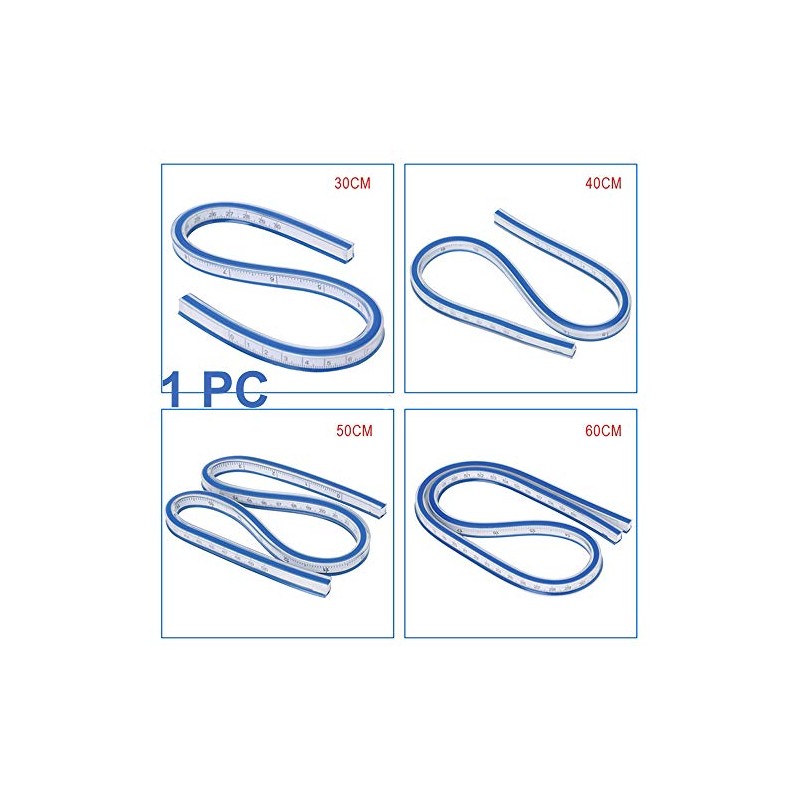 Flexible Curve Ruler, Vinyl Plastic Double Sided Flexible Measurement Tool