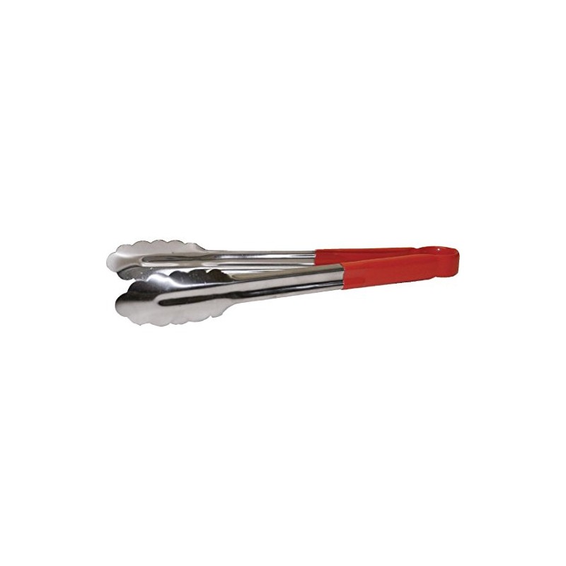 Hygiplas Pro-Grade Colour Coded Kitchen Serving Tongs 300mm, Red, Stainless