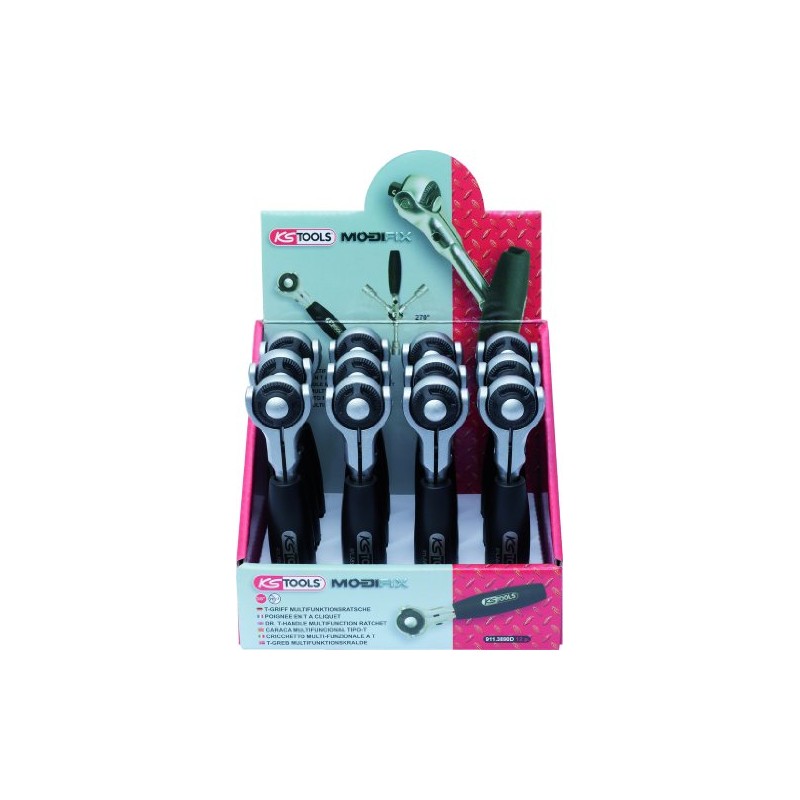 KS Tools Modifix 911.3890 3/8 Inch T-Handle Swivel Head Ratchet