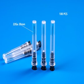 100 Pcs Dispensing Accessories Stainless Steel Pipe, Individually Packed,Sterile,Lab Supplies(22G-38mm/1.5in)