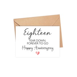 AcevedoDesign 18Th Anniversary Gretting Card - For Husband - Wife - Eighteen Year Down - Forever To Go - Happy Anniversary For Boyfriend Girlfriend - 18Th Valentines Day