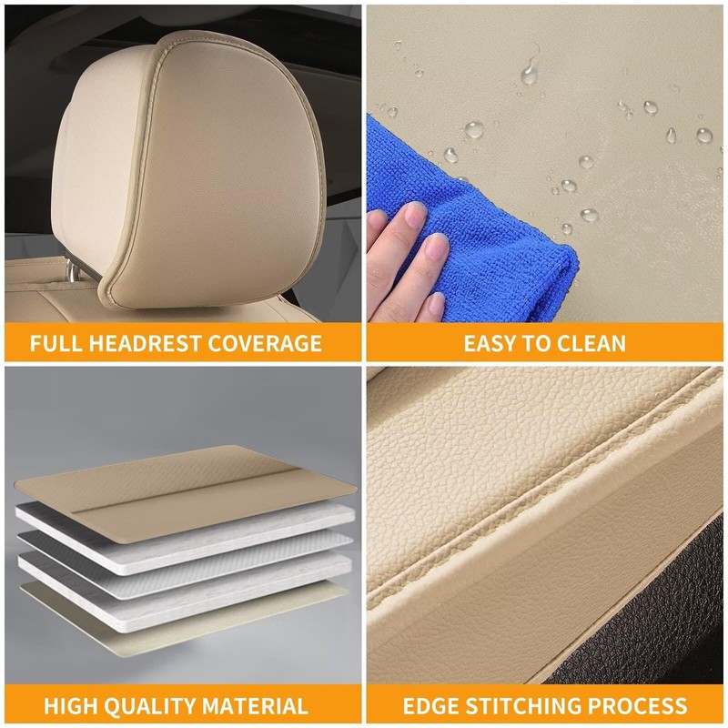 RAWAKORW Front Seat Covers Fit for Toyota Highlander:2008-2025 Waterproof Faux