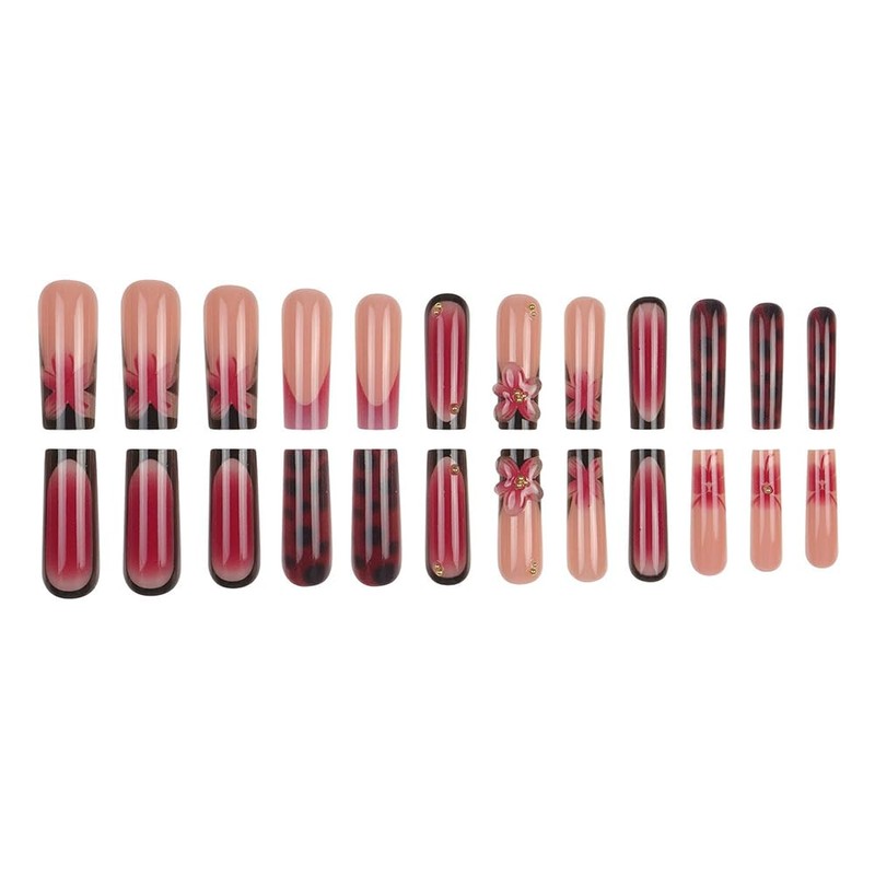 Long Press on Nails Square Fake Nails French Tip False