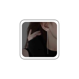 Inateannal Vintage CZ Long Chain Dangle Earrings Silver Rhinestone X Chain Earrings Tassel Chain Drop Earrings X Long Front Back Earrings Jewellery for Women and Girls, Zinc, No Gemstone