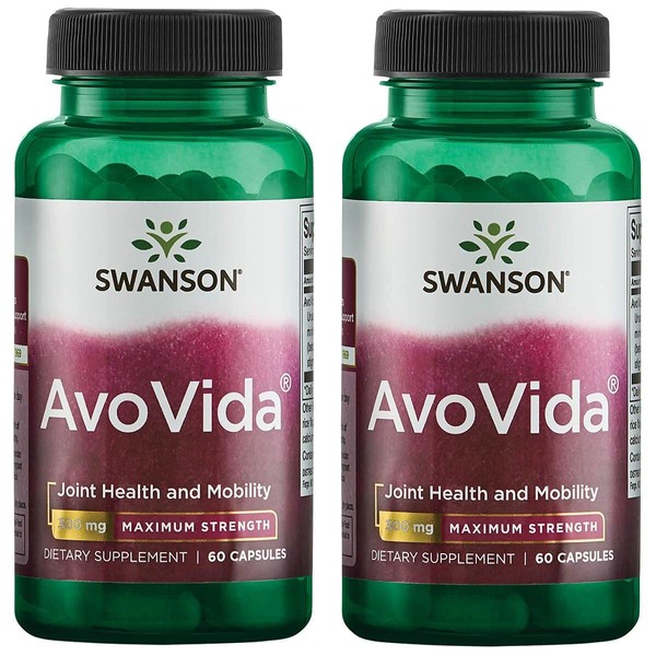 Swanson AvoVida - Natural Supplement Promoting Joint Health & Mobility - Avocado & Soybean Unsaponifiables to Support Cartilage & Tissue Health - (60 Capsules, 300mg Each) 2 Pack