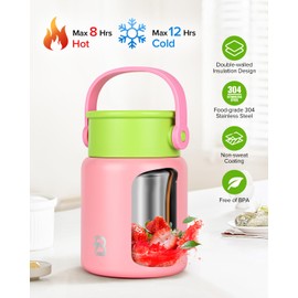 Soup Thermo for Hot Food, 17OZ Insulated Food Jar Width Mouth Stainless Steel Lunch Box Thermo for Adults with Spoon