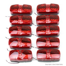 LIBRA Pack 10 RED Trailer RV LED Bullseye Marker Light w/Advanced SMD LED