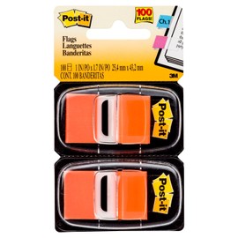 Post-it Standard Page Flags in Dispenser  1in Wide, Orange 100 Flags, 680-OE2