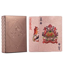 ACELION - Naipes impermeables, naipes de plástico, baraja de cartas, cartas de póquer de regalo (Oro rosa).