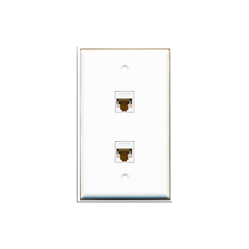 RiteAV - 2 Port Cat6 Female-Female Wall Plate White