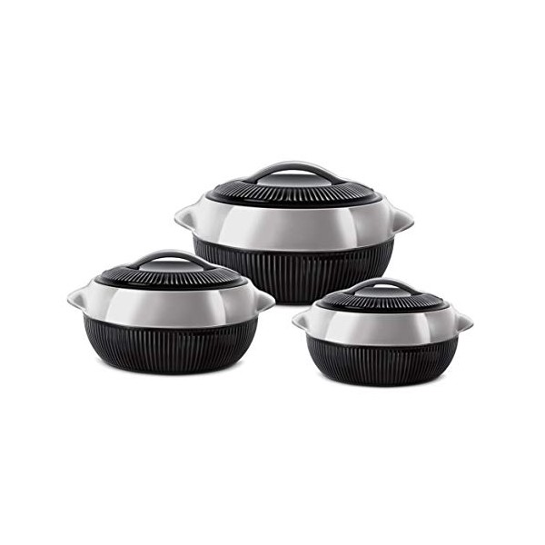 SQ Professional Fiesta Insulated Casserole Set 3pc 1-1.5-2.5L (Black-Silver)