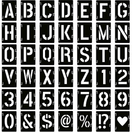 42 Pieces Plastic Connectable Stencils Set Letters Numbers Sign Stencils Reusable Alphabet Painting Template for Painting on Wall Home Decor DIY and Crafts (6 Inches)
