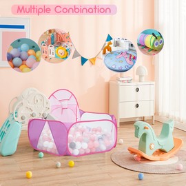 Eocolz Kids Ball Pit Large Pop Up Childrens Ball Pits Tent for Toddlers Playhouse Baby Crawl Playpen with Basketball Hoop and Zipper Storage Bag, 4 Ft/120CM, Balls Not Included (Pink)