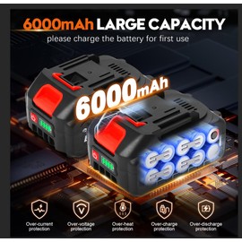 Lemolify 6000mAh Battery Pressure Washer, Electric Power Washer Cordless, Portable Car Pressure Washer Handheld with 6-in-1 Nozzle,17FT Drain Hose, Power Cleaner for Patio Floor Fence Deck,2 Battery