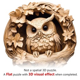 Wooden Puzzles for Adults, 300pcs 3D Owl Wood Puzzle, Unique Animal Shape Puzzles with Wood Box, 34 * 34cm Wooden Puzzle for Family Game and Birthday Gifts for Friend