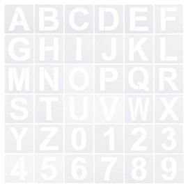 PATIKIL 5 Inch Letter Number Stencils, 36 Pack 6" Width Reusable Plastic Alphabet Numbers Templates Set for Painting, White