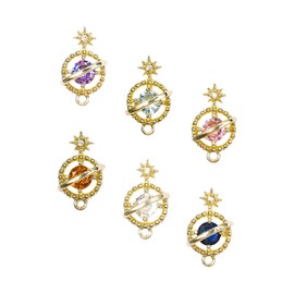 6pcs Nail Planet Zircon Nail Ornament Metal Nail Art Rhinestone Nail Charms Chic Nail DIY Decors DIY Patch Decoration Nail Sticker Nail Decorations Nail Decal Alloy Manicure 3D Gem